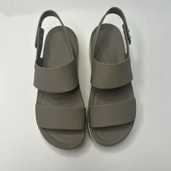 Crocs Women’s Brooklyn Low Wedges Platform Sandals Size 5 Beige Slingback Summer - Picture 2 of 11